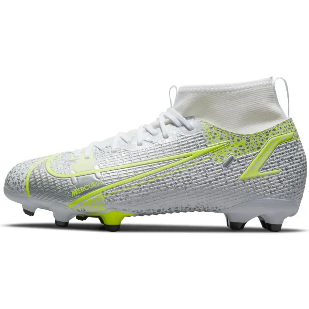 Nike JR Superfly 8 Academy FG-MG - White-Grey-Volt