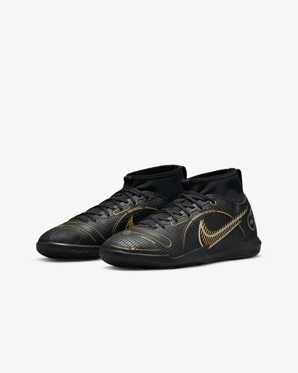 Nike Junior Superfly 8 Academy Indoor - Black-Silver-Gold - Image 3