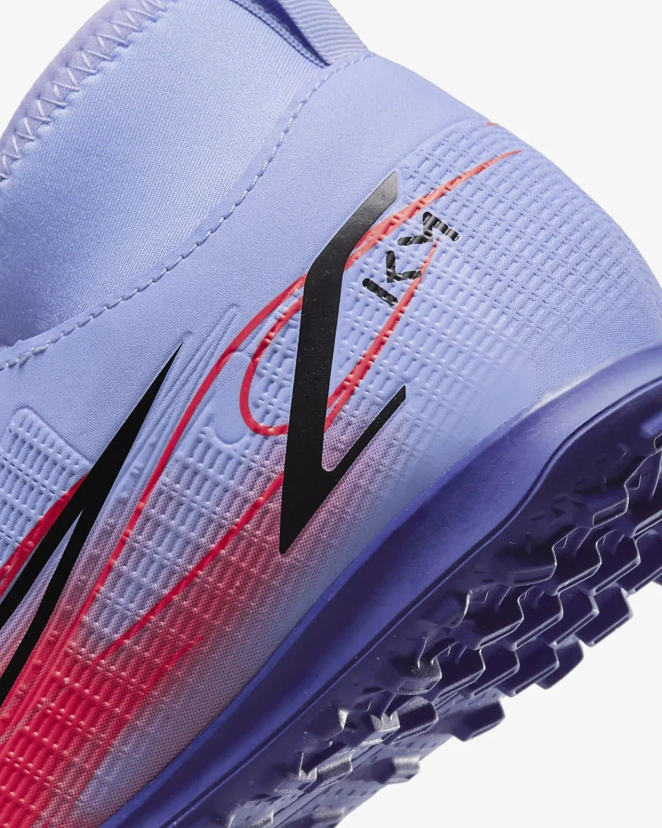 Nike Junior Superfly 8 Club KM Turf - Light Thistle-Bright Crimson - Image 8