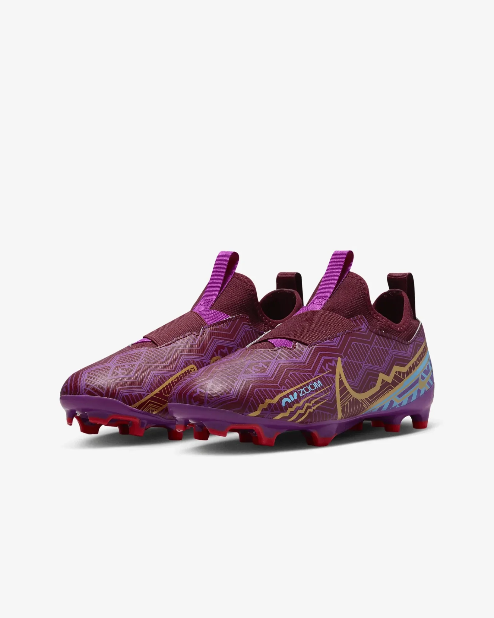 Nike Junior Zoom Vapor 15 Academy KM FG/MG - Dark Beetroot-Gold - Image 3
