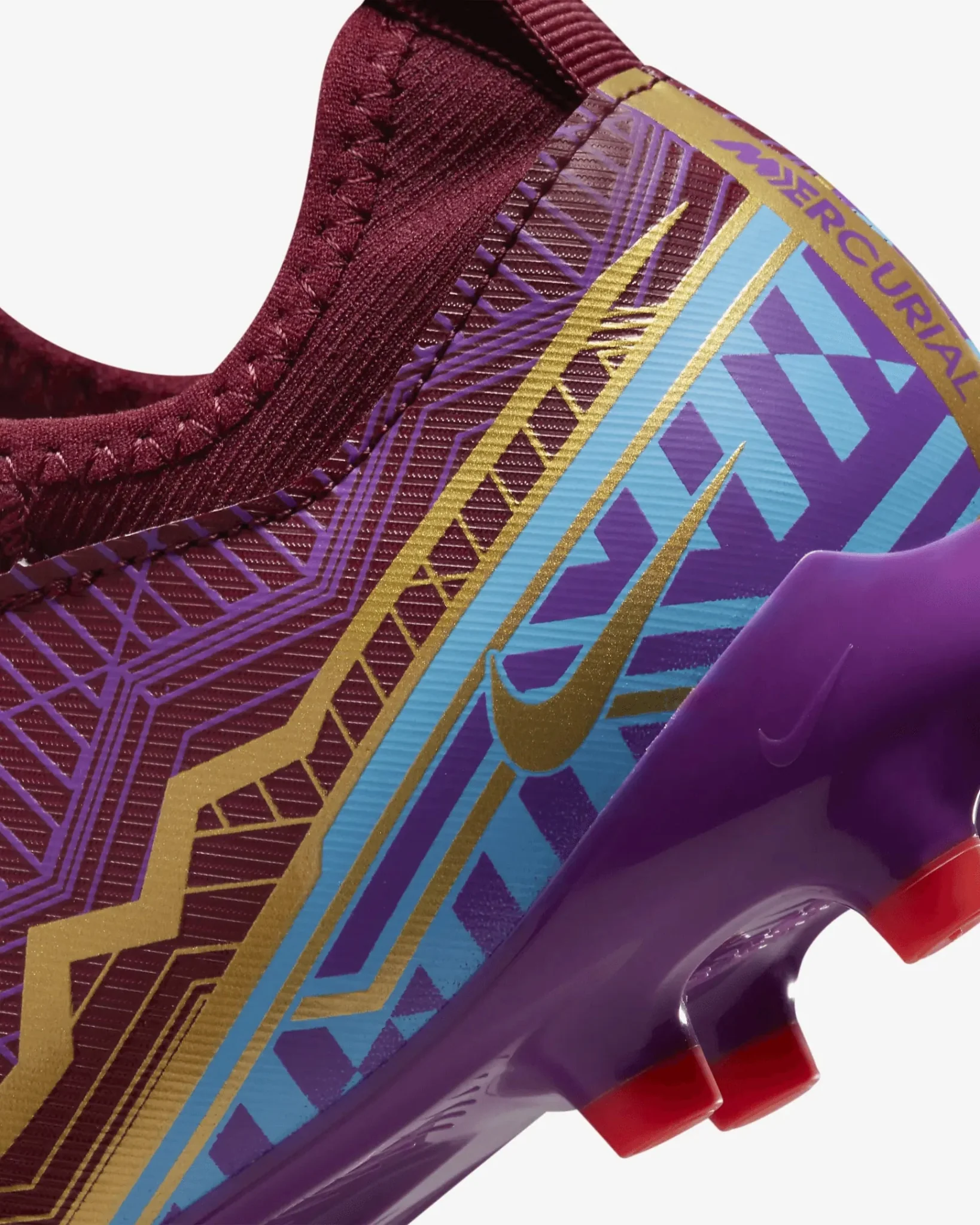 Nike Junior Zoom Vapor 15 Academy KM FG/MG - Dark Beetroot-Gold - Image 9