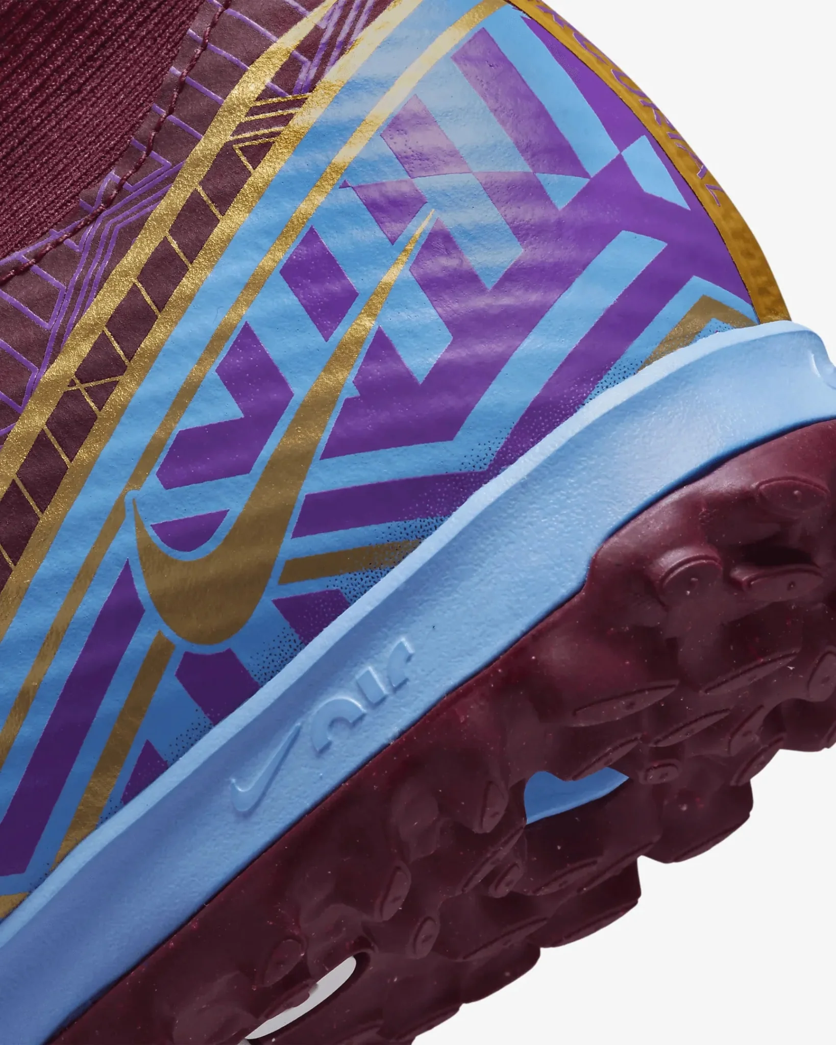 Nike Zoom Superfly 9 Academy KM Turf - Dark Beetroot-Gold - Image 8