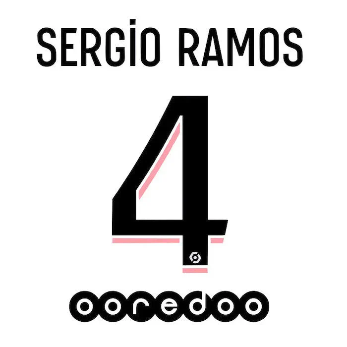 PSG 2021/22 Away Sergio Ramos #4 YOUTH Jersey Name Set