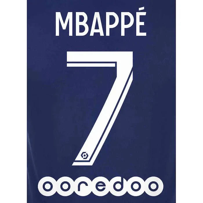 PSG 2021/22 Home Mbappe #7 YOUTH Jersey Name Set