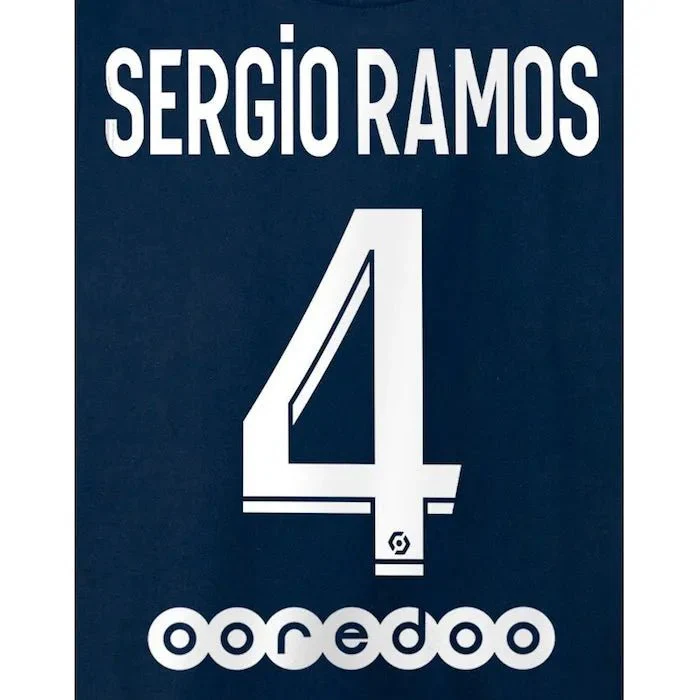 PSG 2021/22 Home Sergio Ramos #4 Jersey Name Set