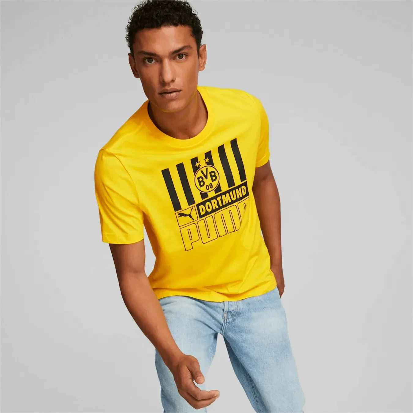 Puma 2022-23 Borussia Dortmund FtblCore Tee - Cyber Yellow - Image 3