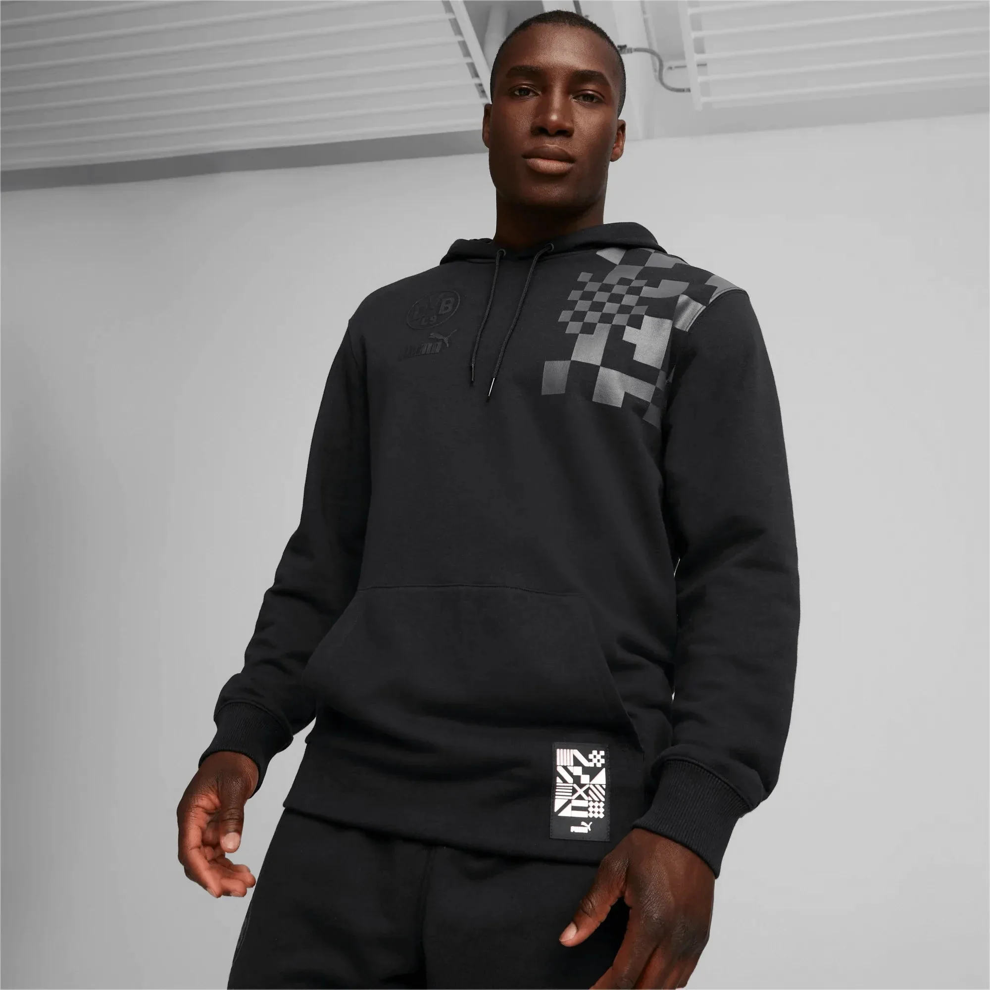Puma 2022-23 Borussia Dortmund FtblCulture Hoody - Puma Black-Asphalt - Image 3