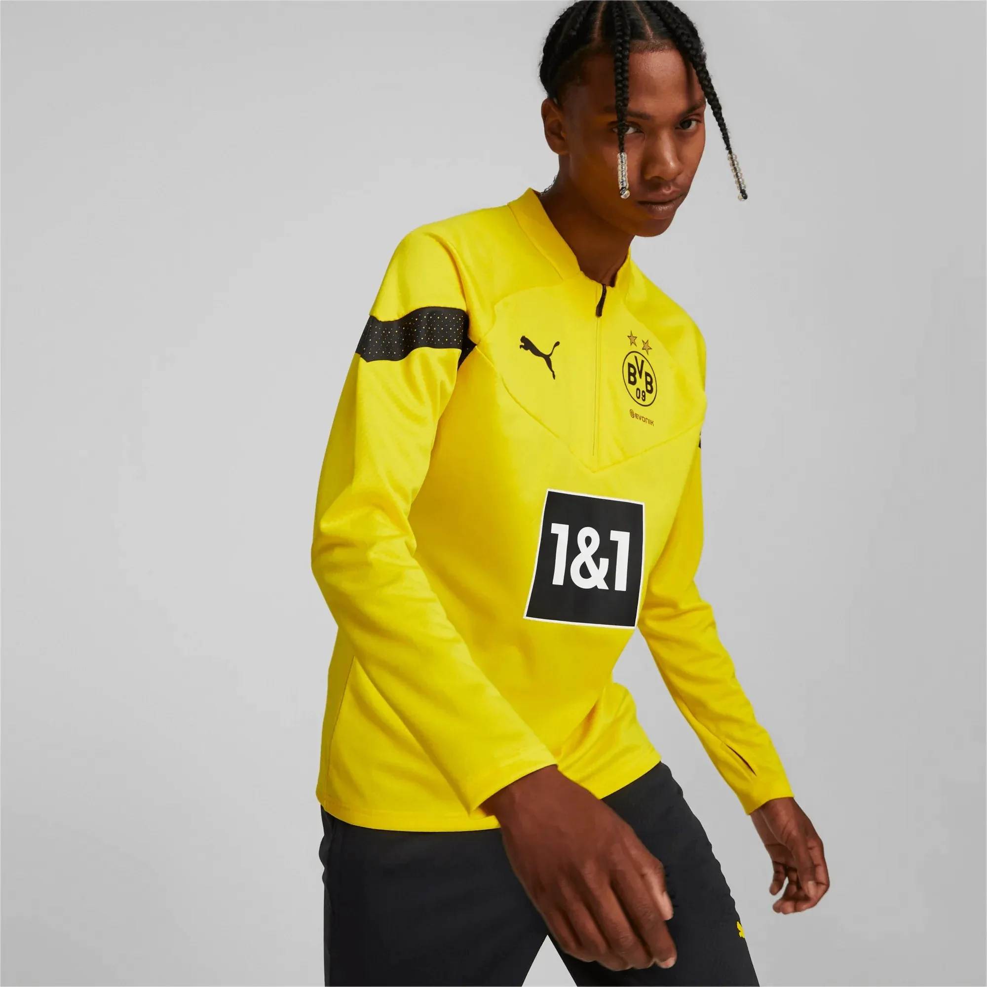 Puma 2022-23 Borussia Dortmund Quarter Zip Top - Cyber Yellow - Image 3