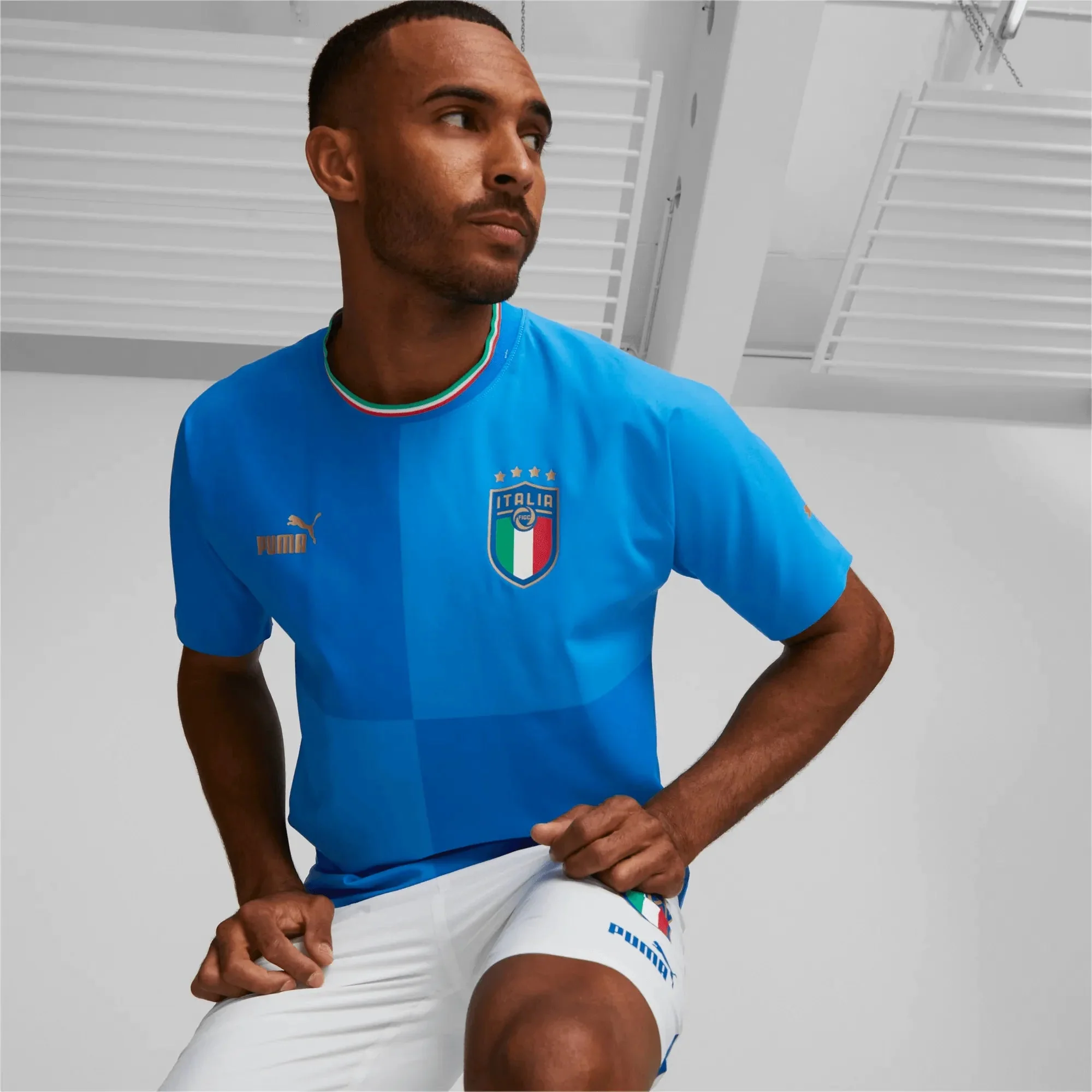 Puma 2022-23 Italy Authentic Home Jersey - Ignite Blue-Ultra Blue - Image 3