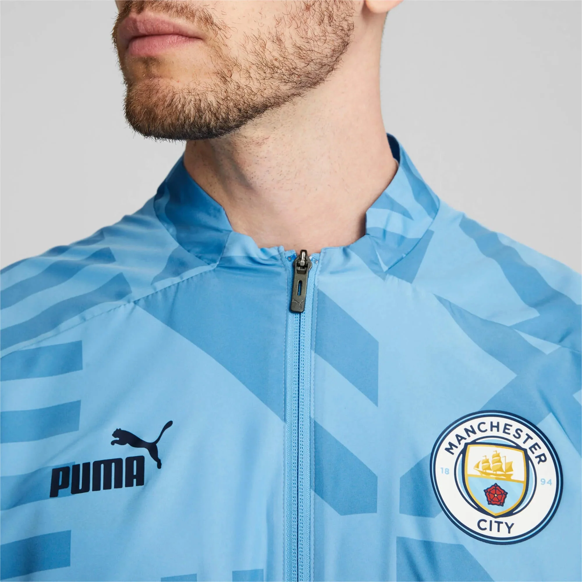 Puma 2022-23 Manchester City Pre-Match Jacket - Light Blue - Image 5