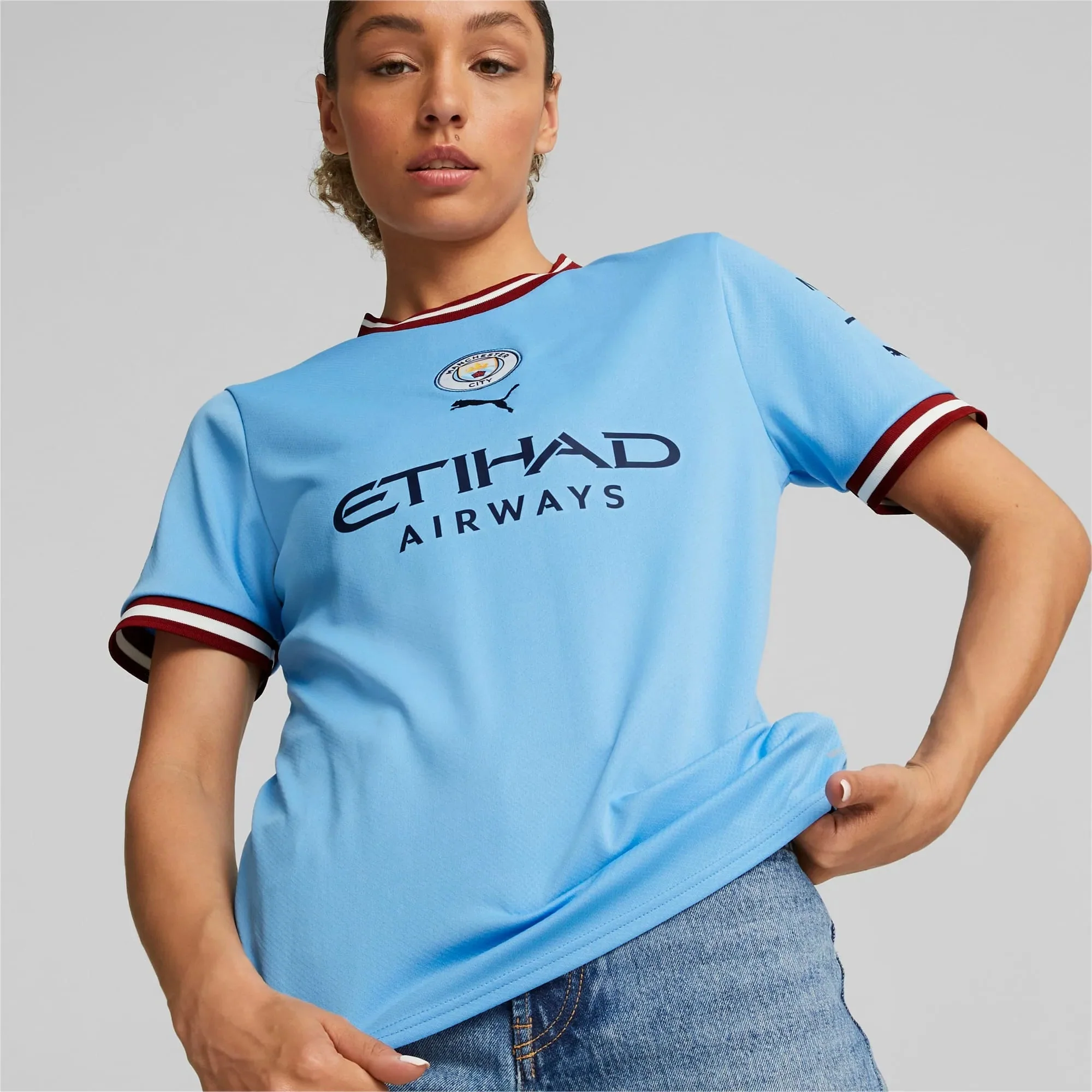 Puma 2022-23 Manchester City Women's Home Jersey - Light Blue - Image 3