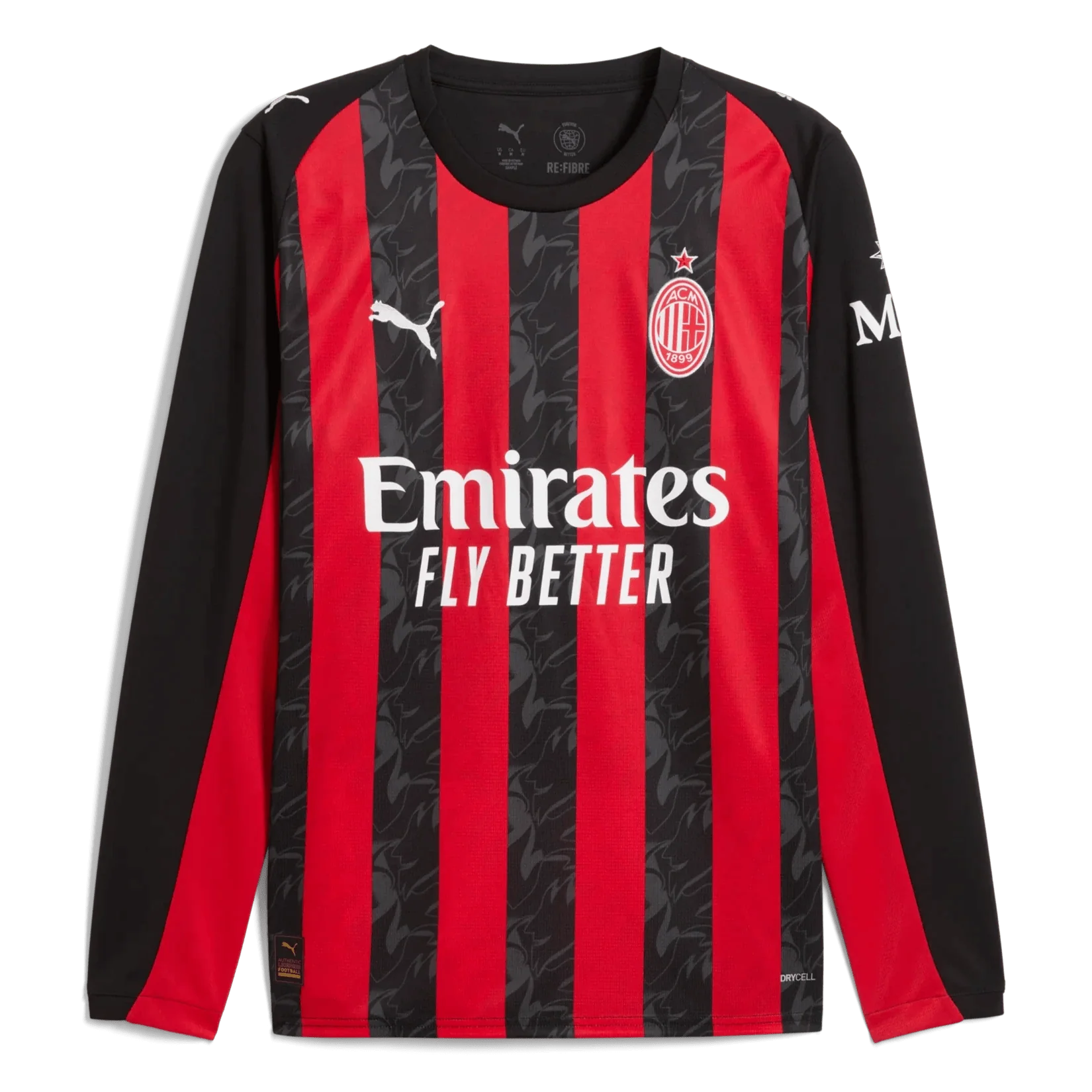 Puma 2025-26 AC Milan Men's Stadium Home Long-Sleeve Soccer Jersey