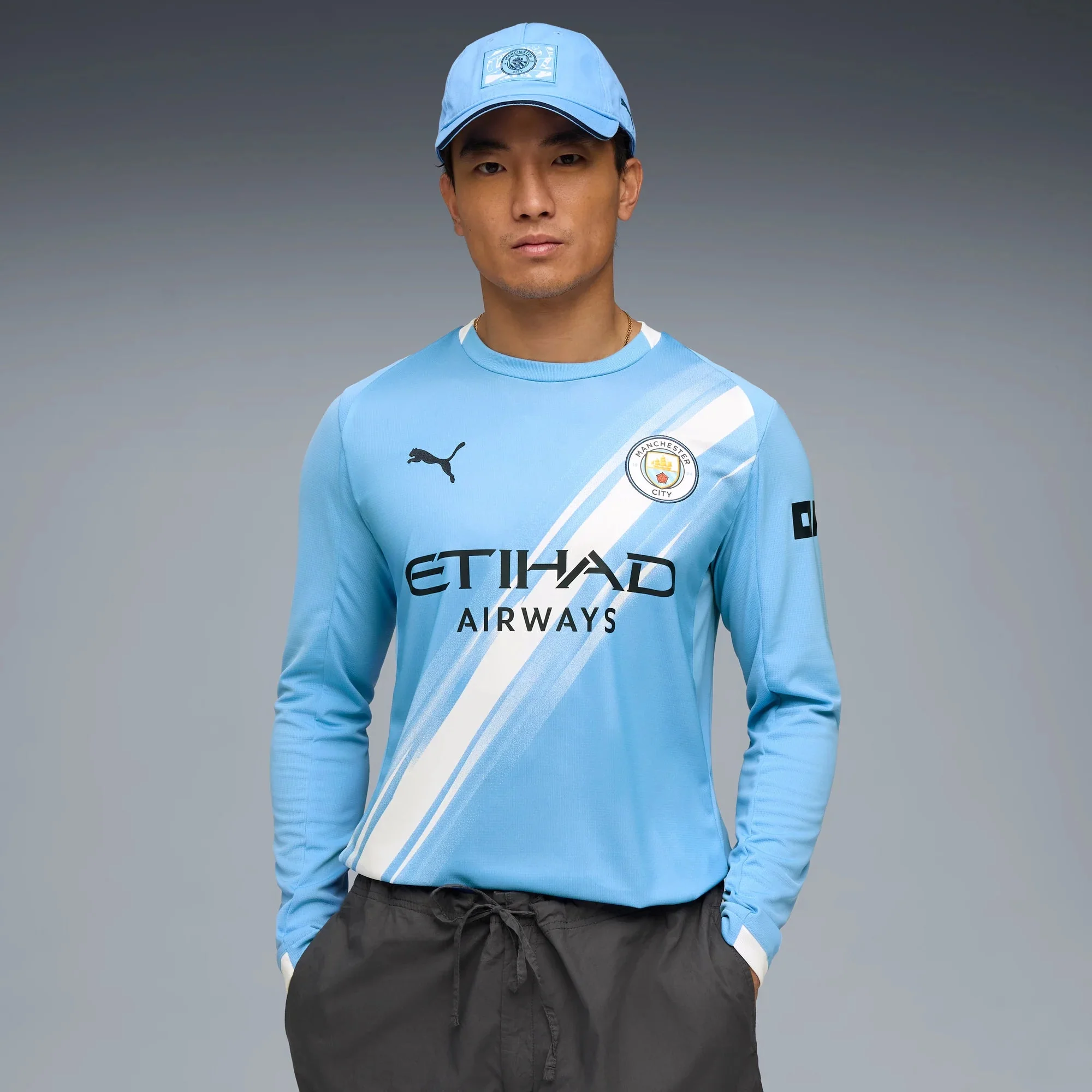 Puma 2025-26 Manchester City Men's Stadium Home Long-Sleeve Soccer Jersey - Image 3