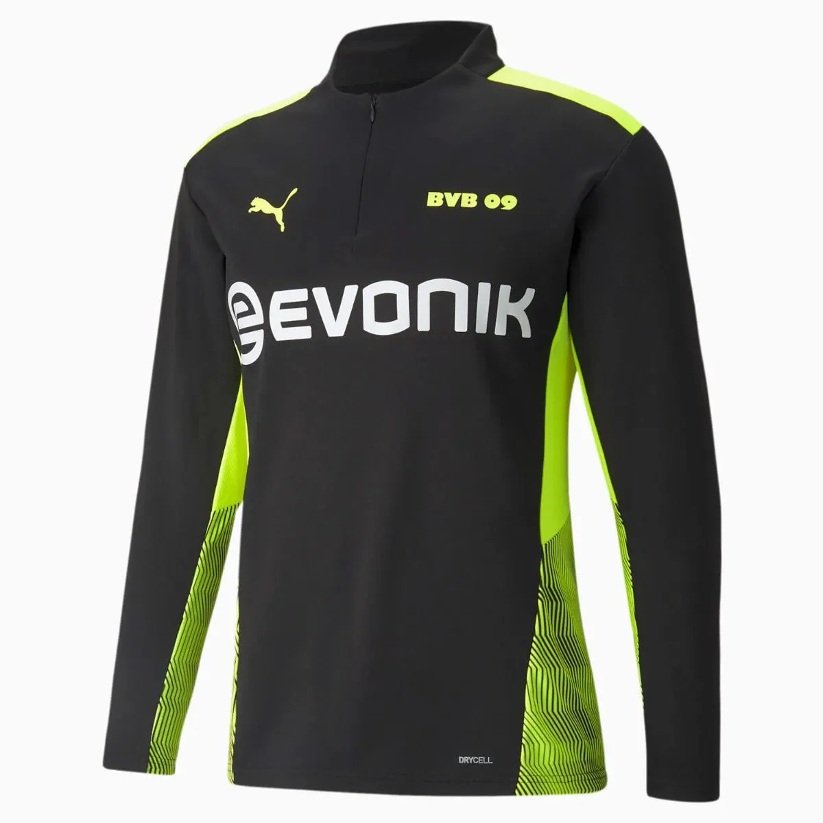 Puma Borussia Dortmund 2021-22 Quarter Zip Top - Black-Safety Yellow
