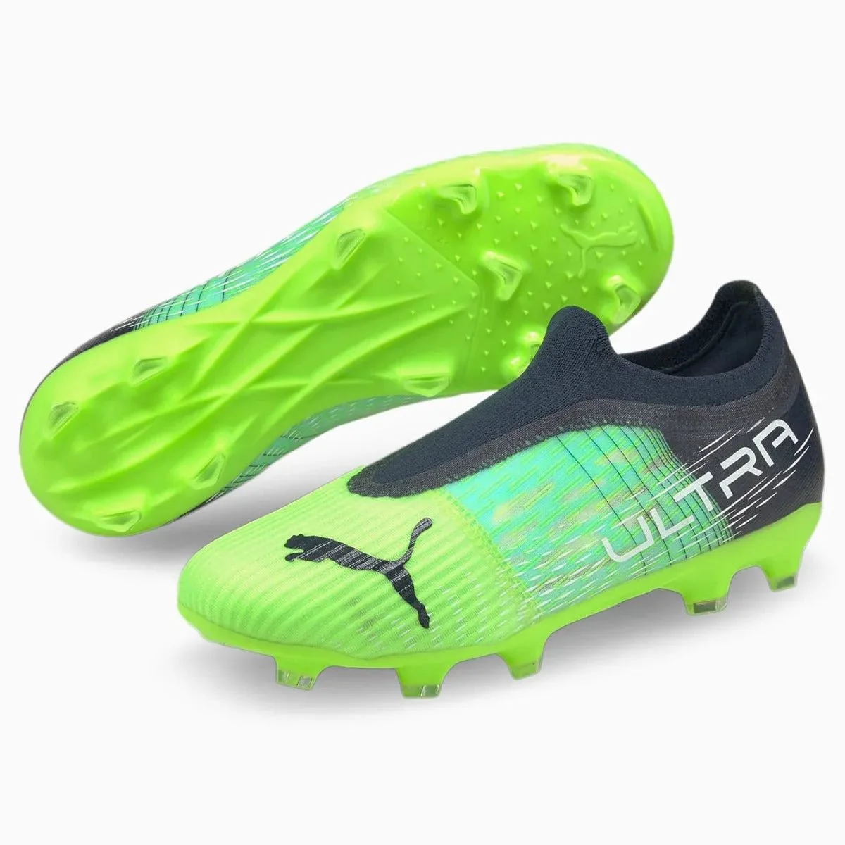Puma Junior Ultra 3.3 Laceless FG-AG - Green Glare-Aqua