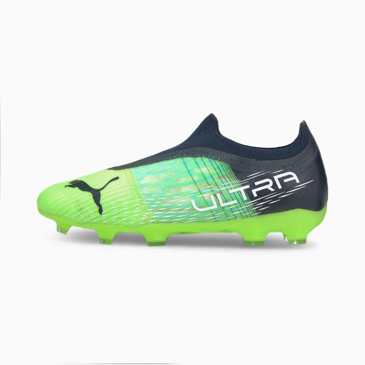 Puma Junior Ultra 3.3 Laceless FG-AG - Green Glare-Aqua - Image 2