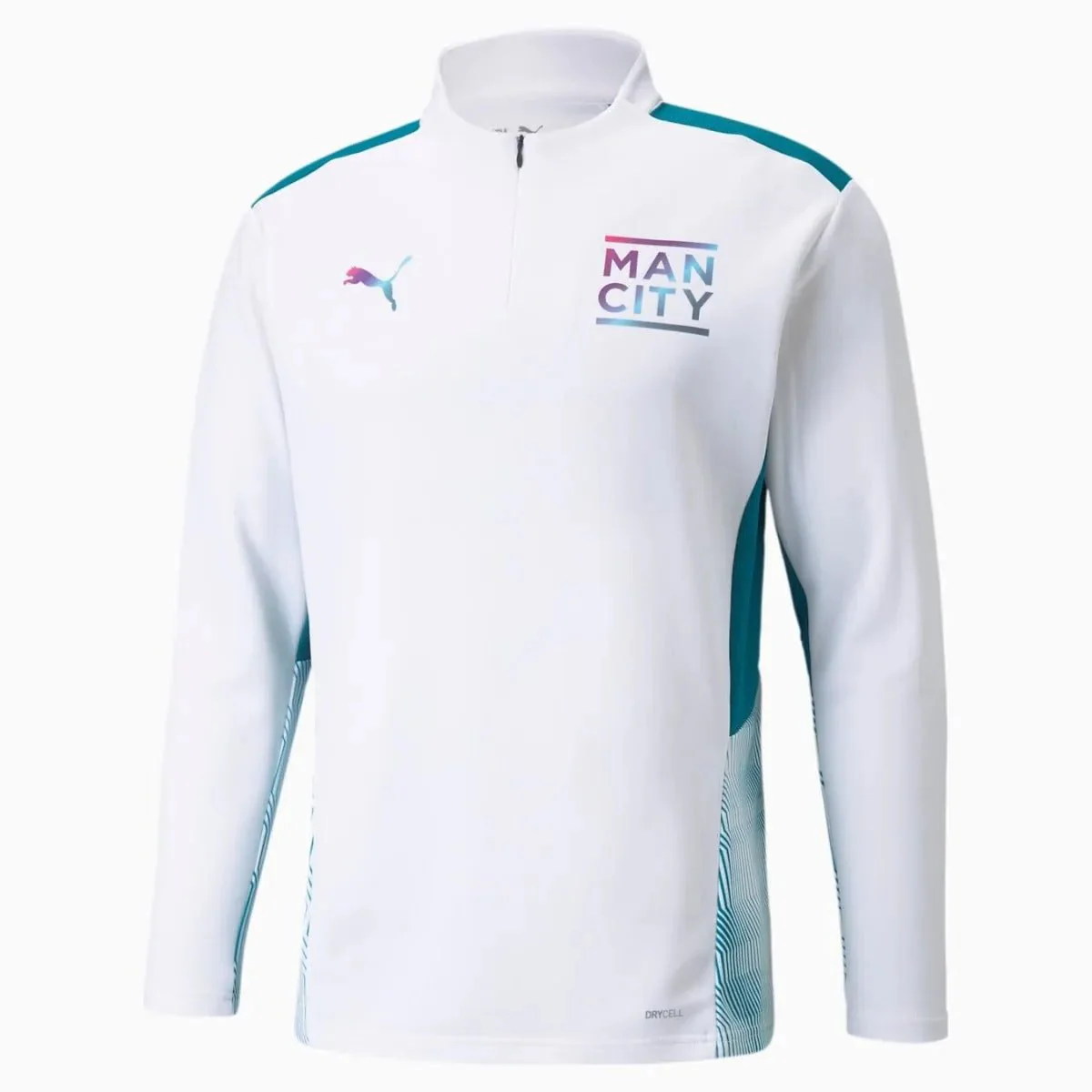 Puma Manchester City 2021-22 Quarter Training Zip Top - White-Ocean