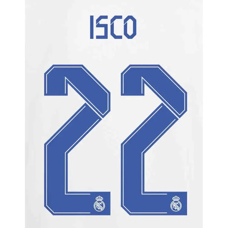 Real Madrid 2021/22 Home Isco #22 Jersey Name Set