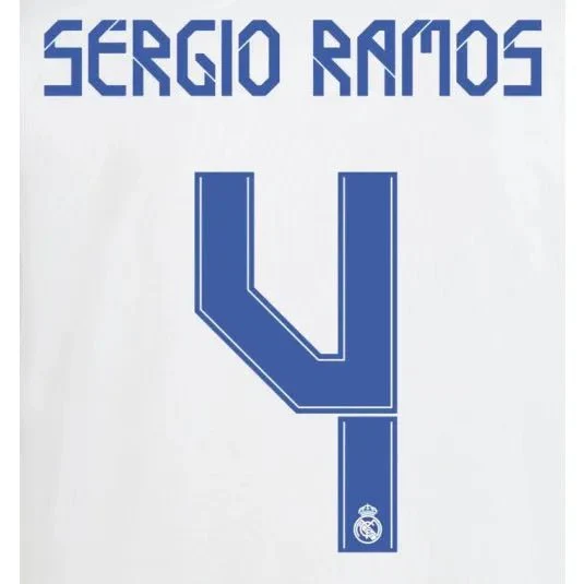 Real Madrid 2021/22 Home Sergio Ramos #4 Jersey Name Set