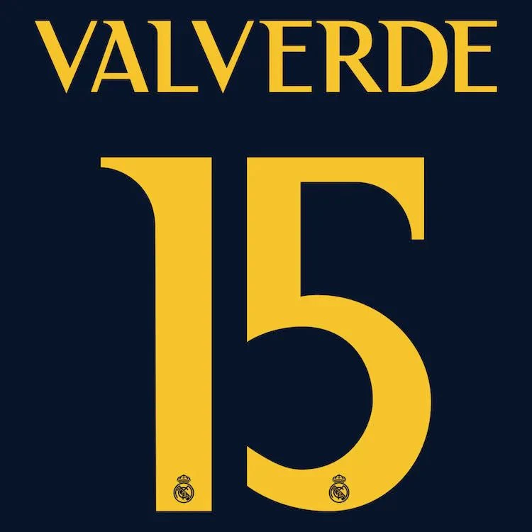 Real Madrid 2023/24 Away Valverde #15 Jersey Name Set