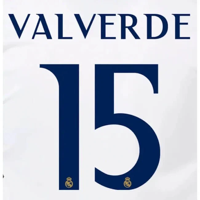 Real Madrid 2023/24 Home Valverde #15 Jersey Name Set