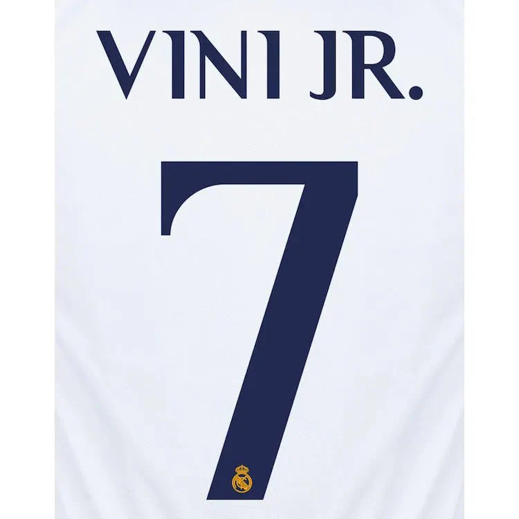 Real Madrid 2023/24 Home Vini JR #7 Youth Jersey Name Set