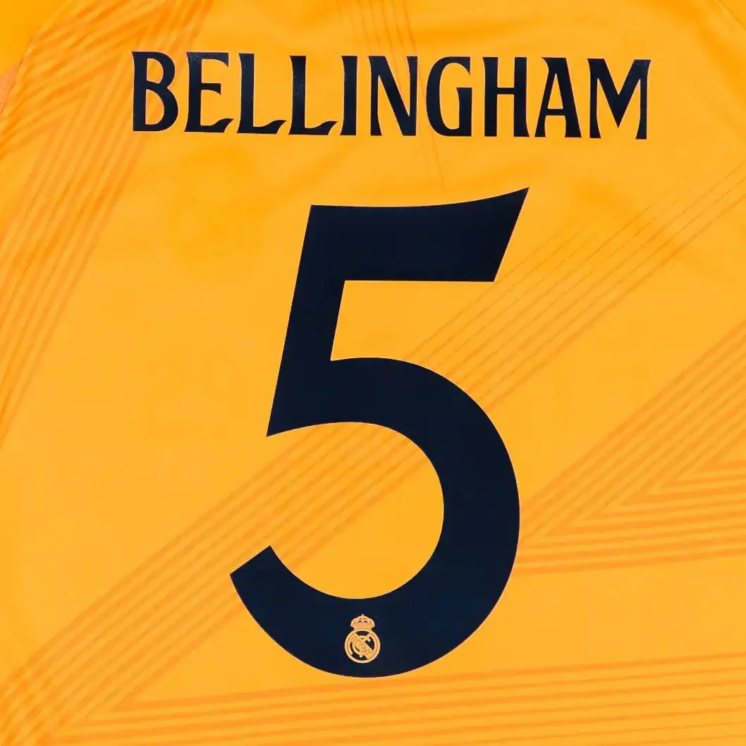 Real Madrid 2024/25 Away BELLINGHAM #5 Youth Official Name Set