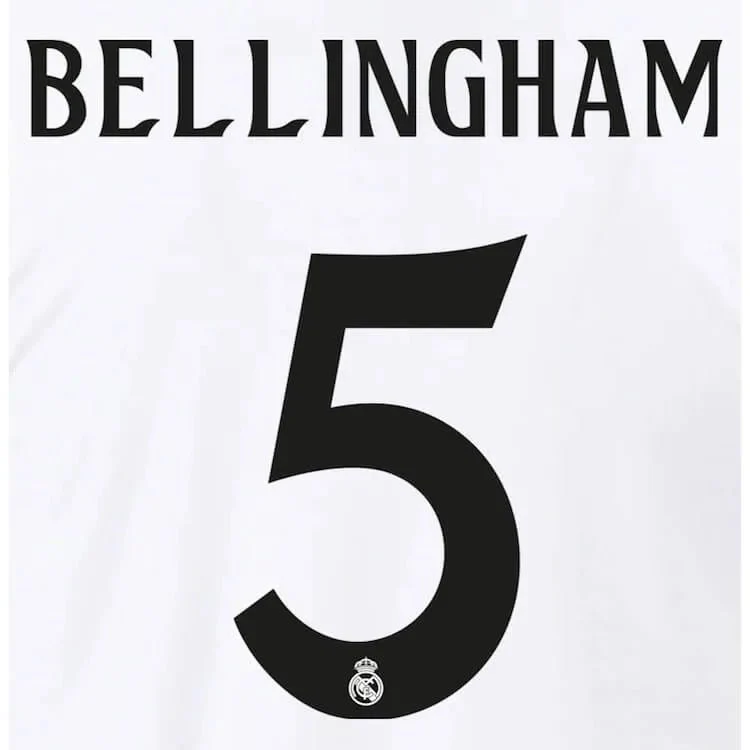 Real Madrid 2024/25 Home Bellingham #5 Jersey Name Set