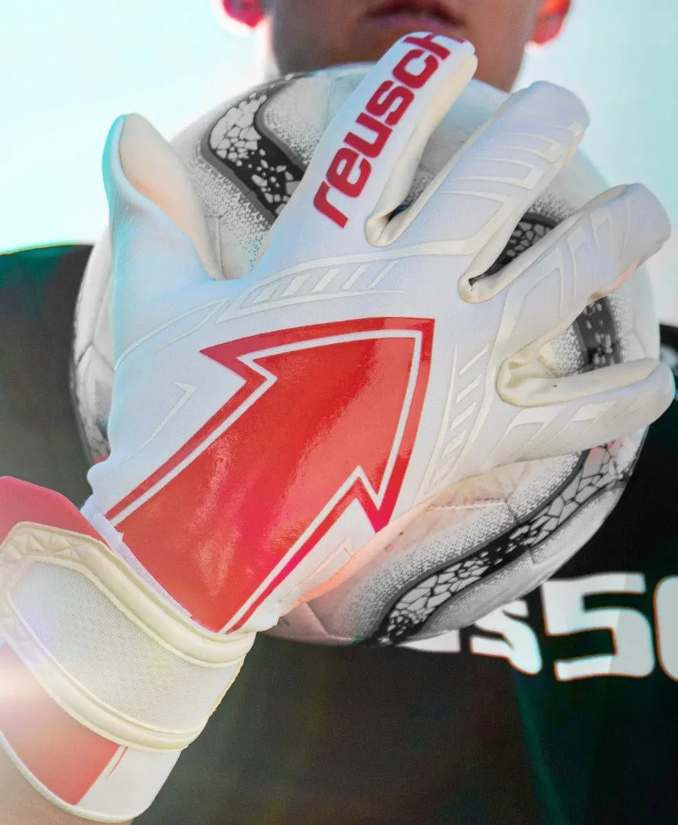 Reusch Arrow Gold X Goalkeeper Gloves - White-Red - Image 2
