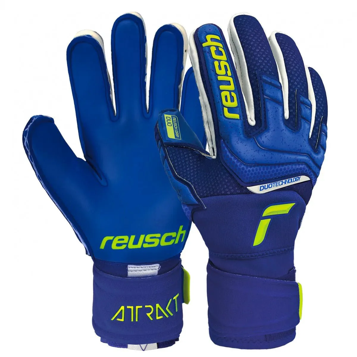 Reusch Attrakt Duo Ortho-Tech Goalkeeper Gloves - Blue-Volt
