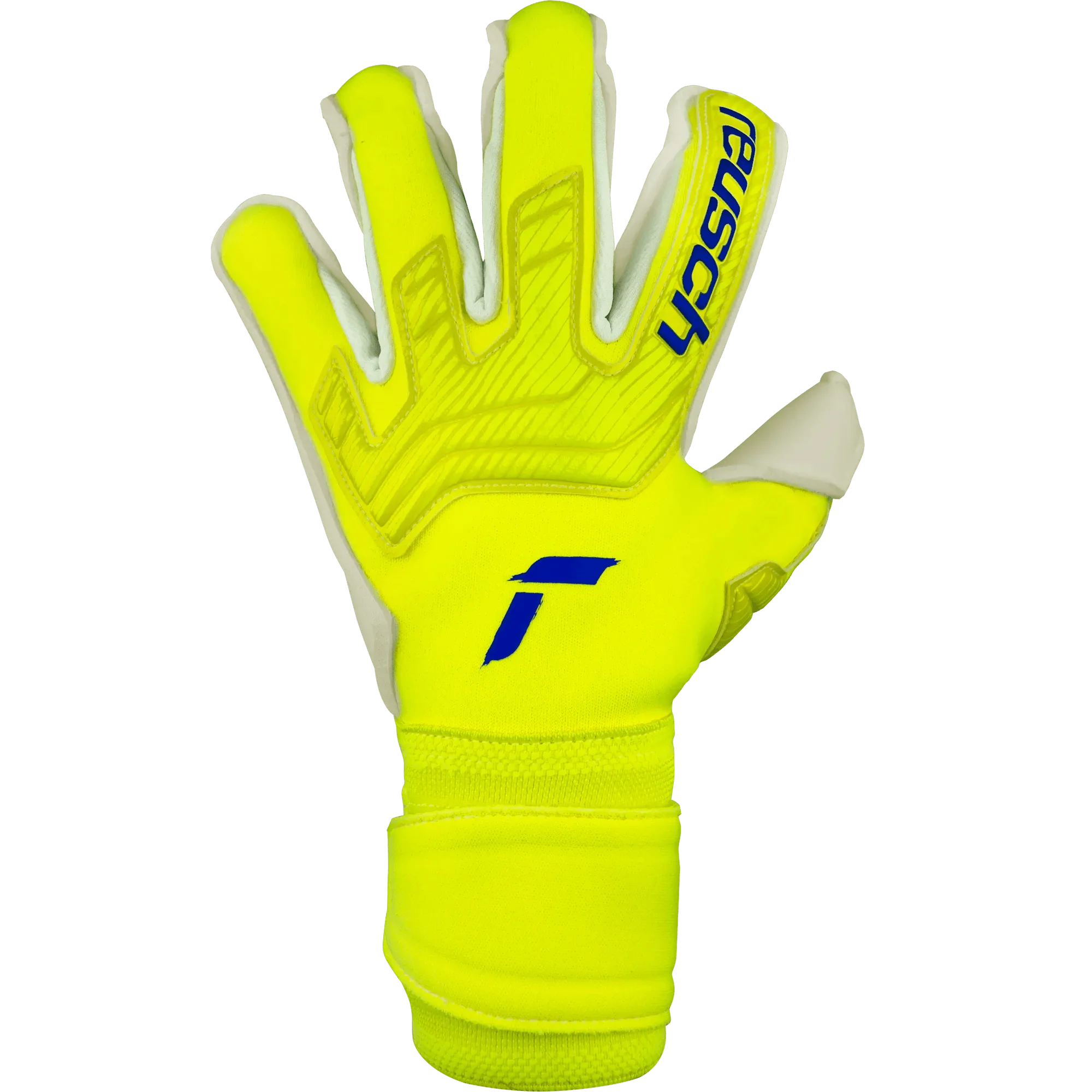 Reusch Attrakt Gold X Alpha Goalkeeper Gloves - Yellow-Blue-White - Image 3