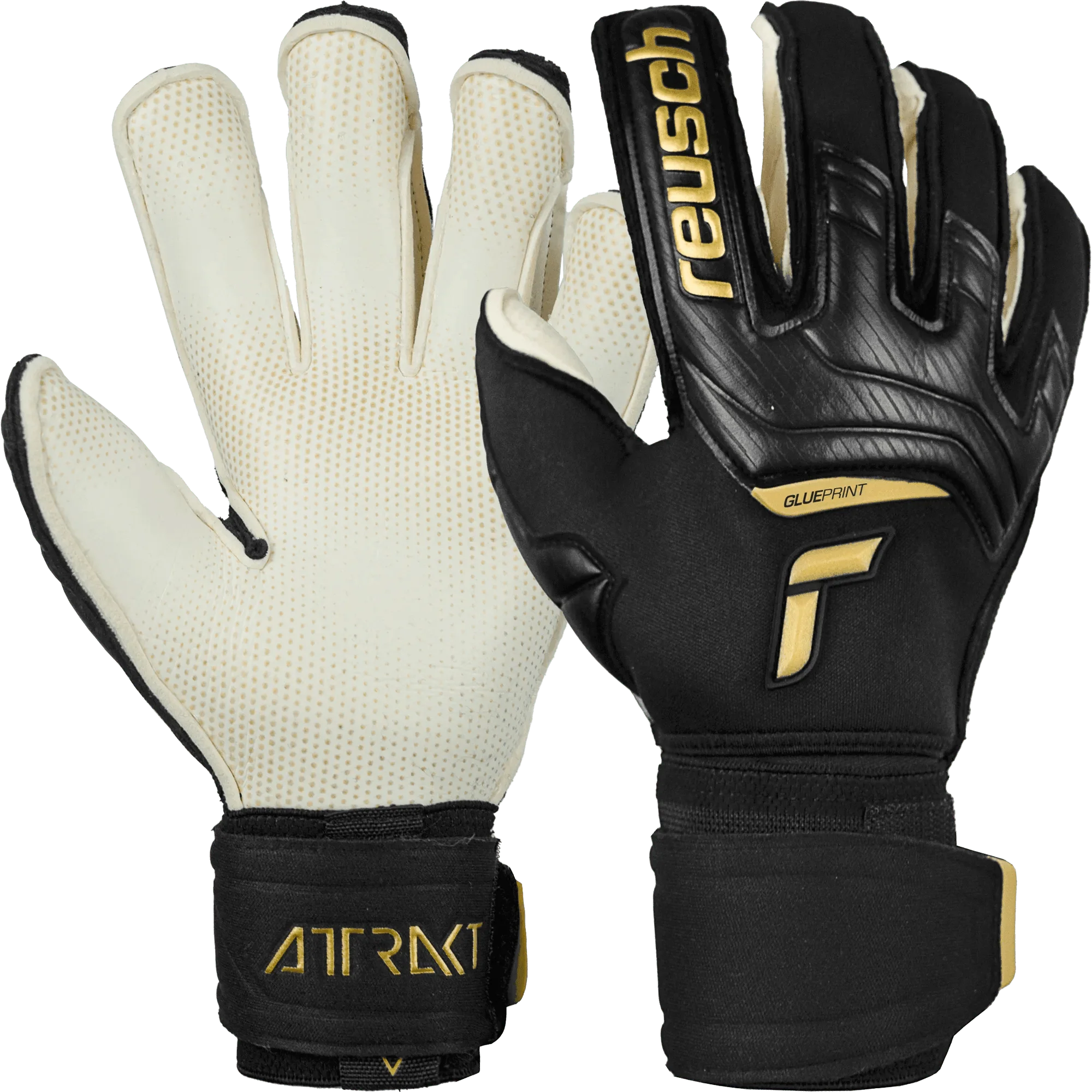 Reusch Attrakt Gold X Glueprint Ortho-Tec Goalkeeper Gloves - Black-Gold