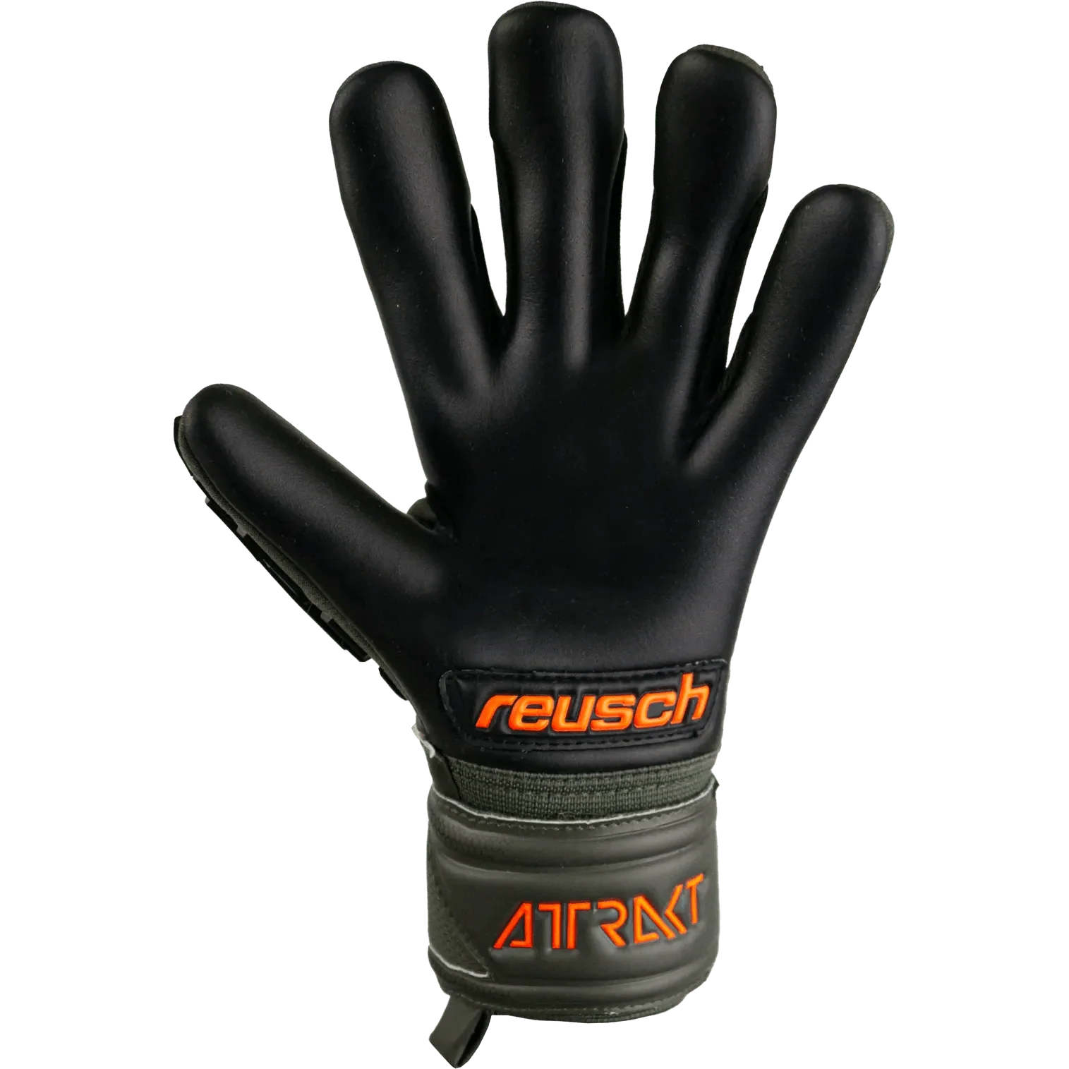 Reusch JR Attrakt Freegel Silver Finger Support Goalkeeper Gloves - Desert Green-Orange-Black - Image 4
