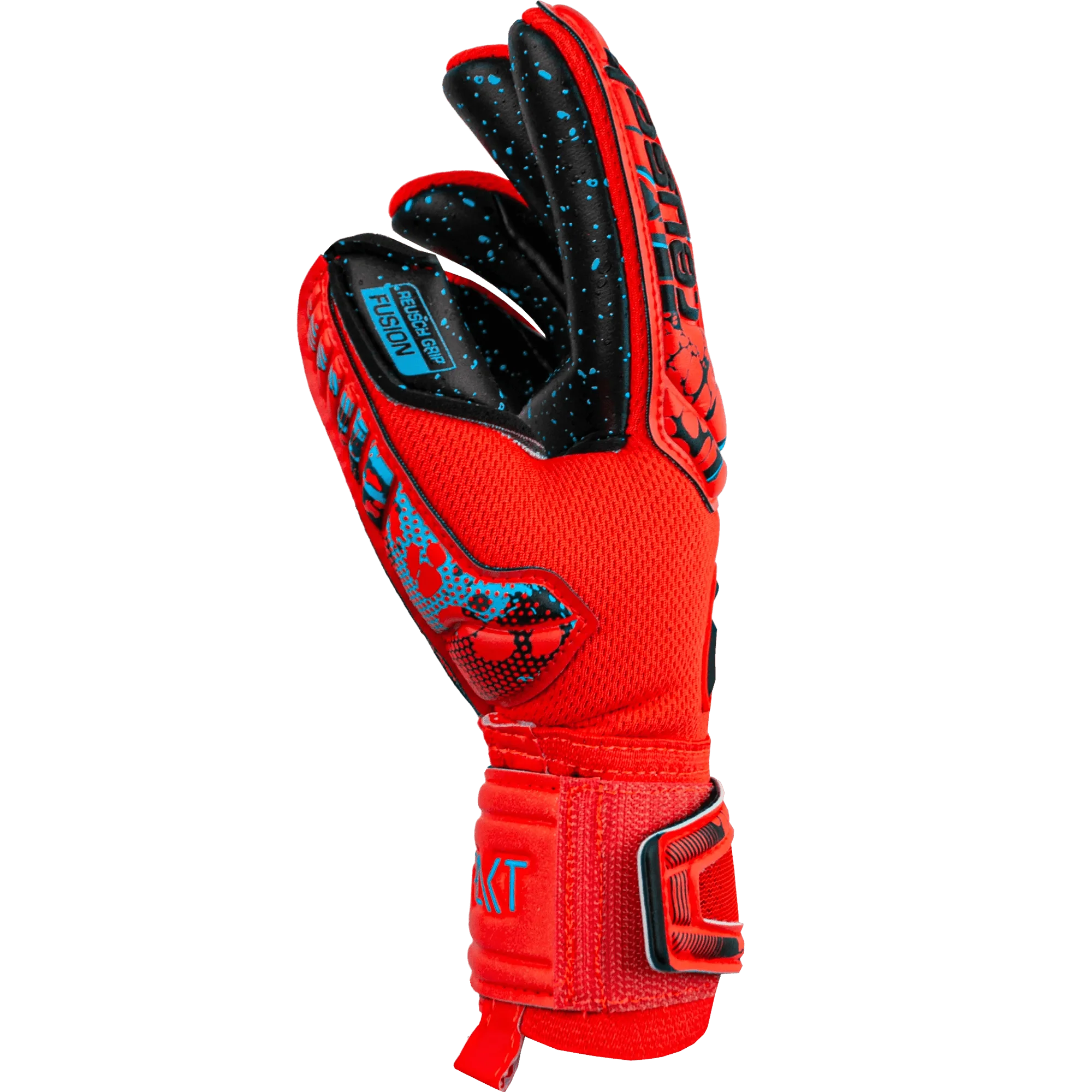 Reusch JR Attrakt Fusion FS Guardian Goalkeeper Gloves - Bright Red-Blue-Black - Image 3