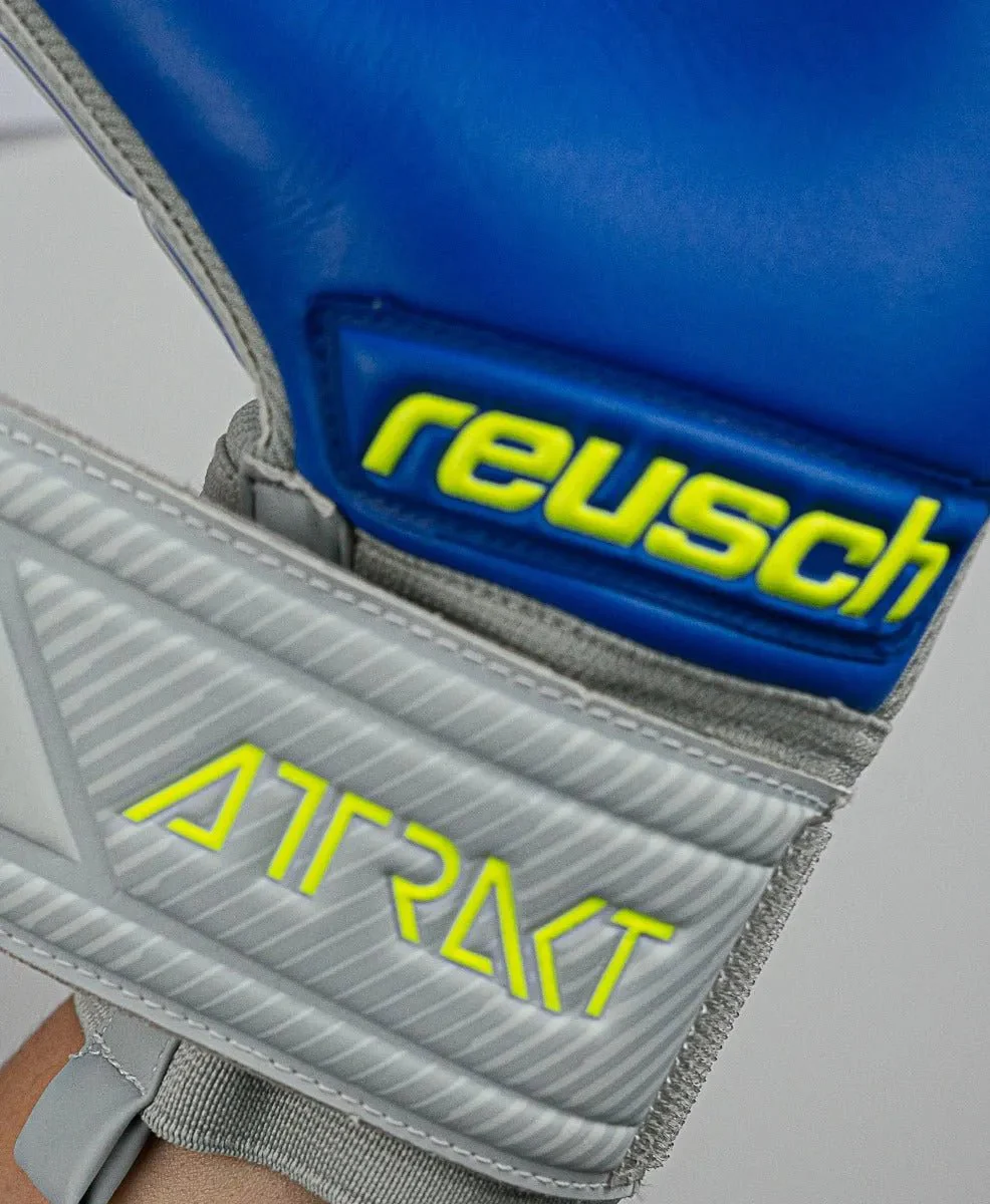 Reusch JR Attrakt Grip Evolution FS Goalkeeper Gloves - Grey-Yellow-Blue - Image 7