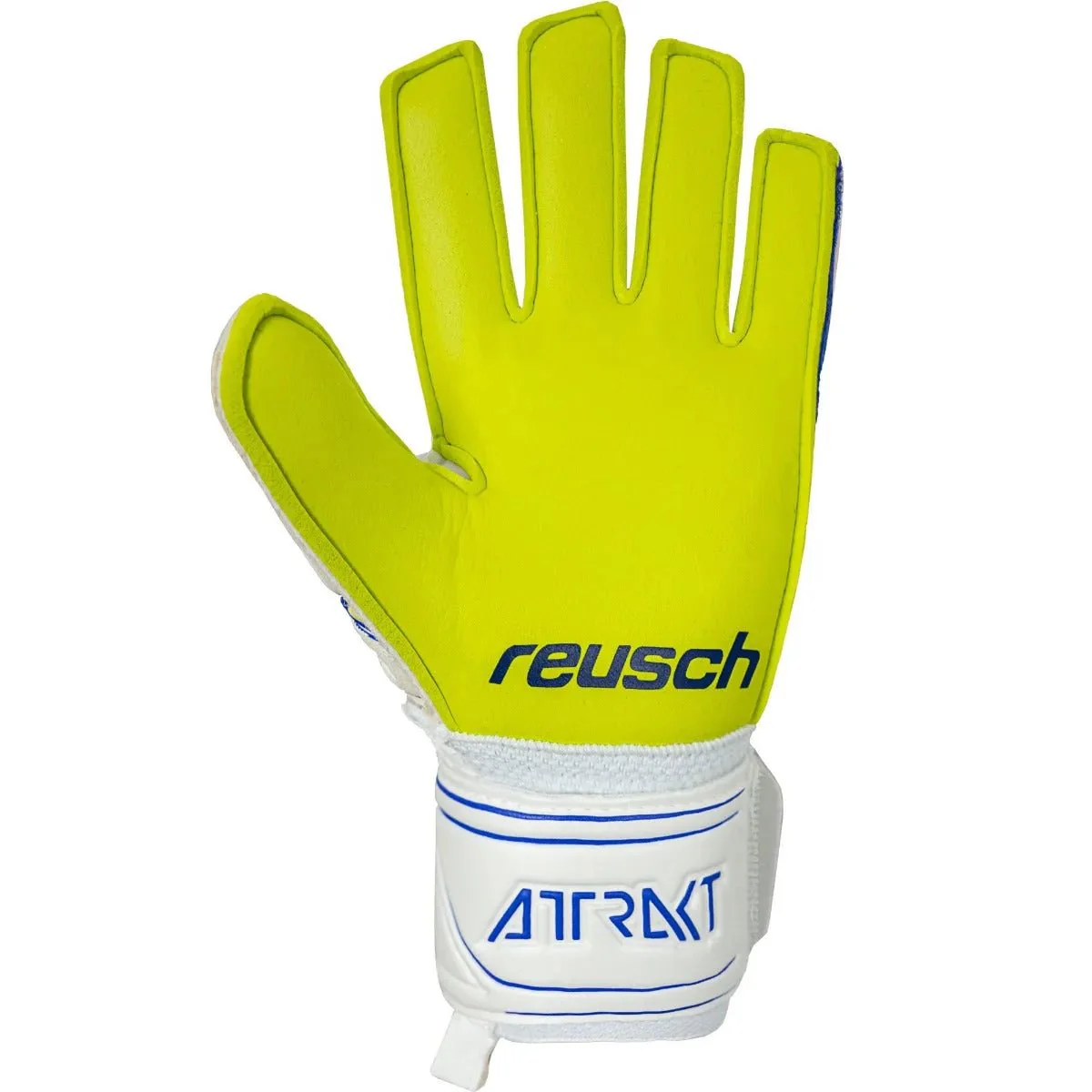 Reusch JR Attrakt S1 Goalkeeper Gloves - White-Blue-Volt - Image 2