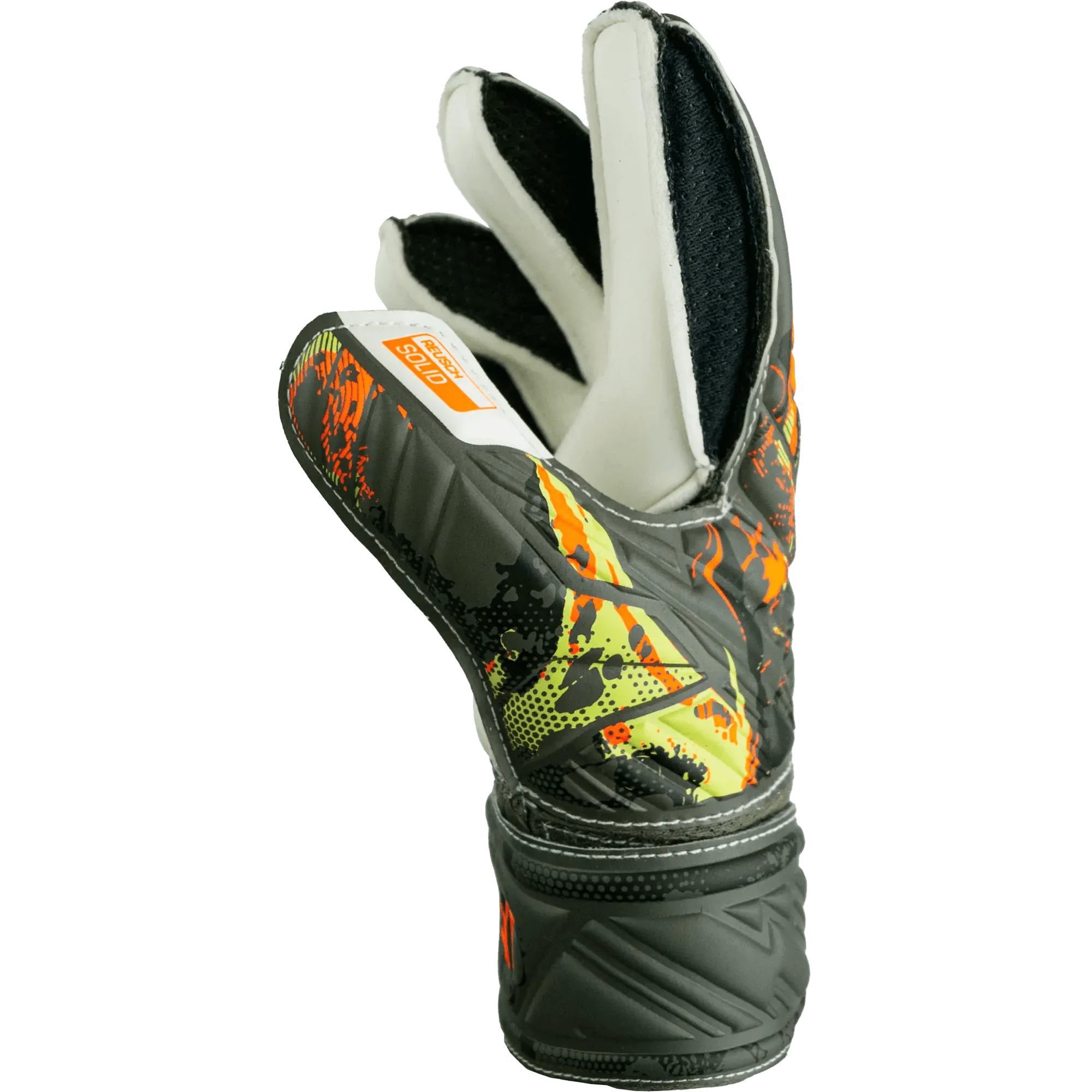 Reusch JR Attrakt Solid Finger Support Goalkeeper Gloves - Desert Green - Orange - Image 3