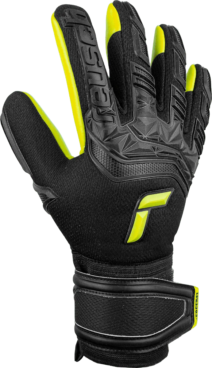 Reusch JR Freegel Silver FingerSave Goalkeeper Gloves - Black-Lime Green - Image 2