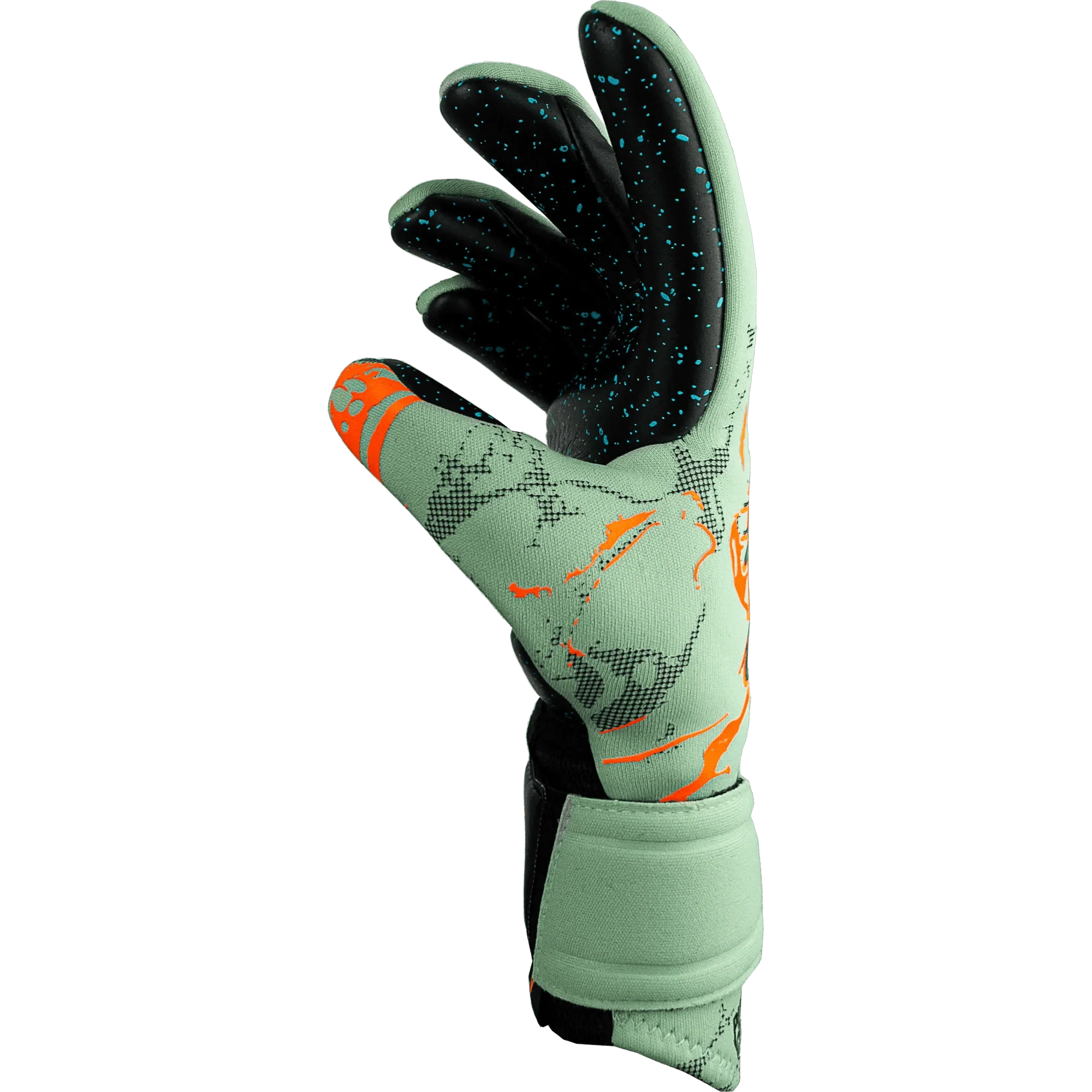 Reusch Pure Contact Fusion Goalkeeper Gloves - Shark Green-Shocking Orange-Black - Image 3