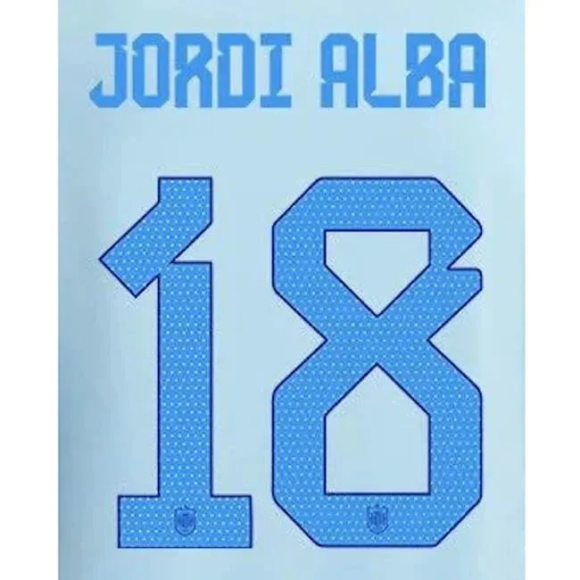 Spain 2022-23 Away J. Alba #18 Jersey Name Set