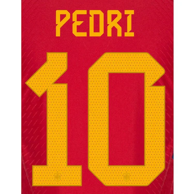 Spain 2022-23 Home Pedri #10 Jersey Name Set