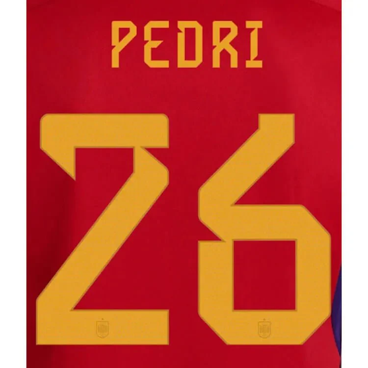 Spain 2022-23 Home Pedri #26 Jersey Name Set