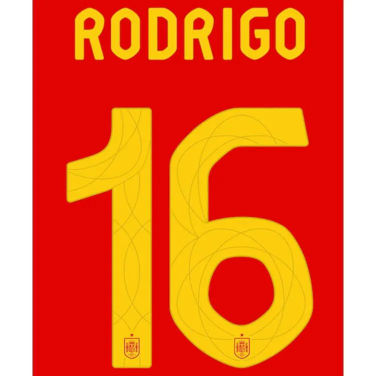 Spain 2024/25 Home Rodrigo #16 Jersey Name Set