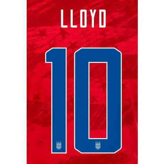 USWNT 2019/20 Away Lloyd #10 Jersey Name Set