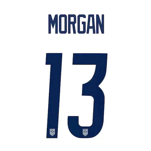 USWNT 2020/21 Home  Morgan #13 Jersey Name Set