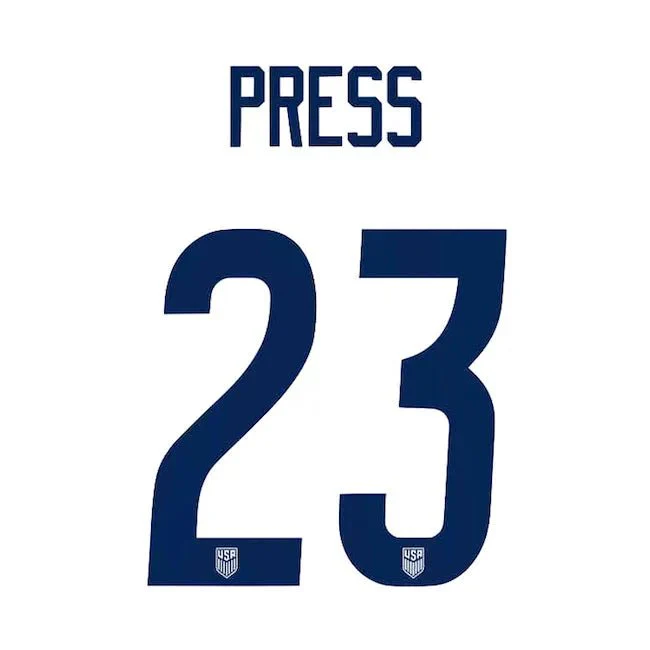 USWNT 2020/21 Home Press #23 Jersey Name Set