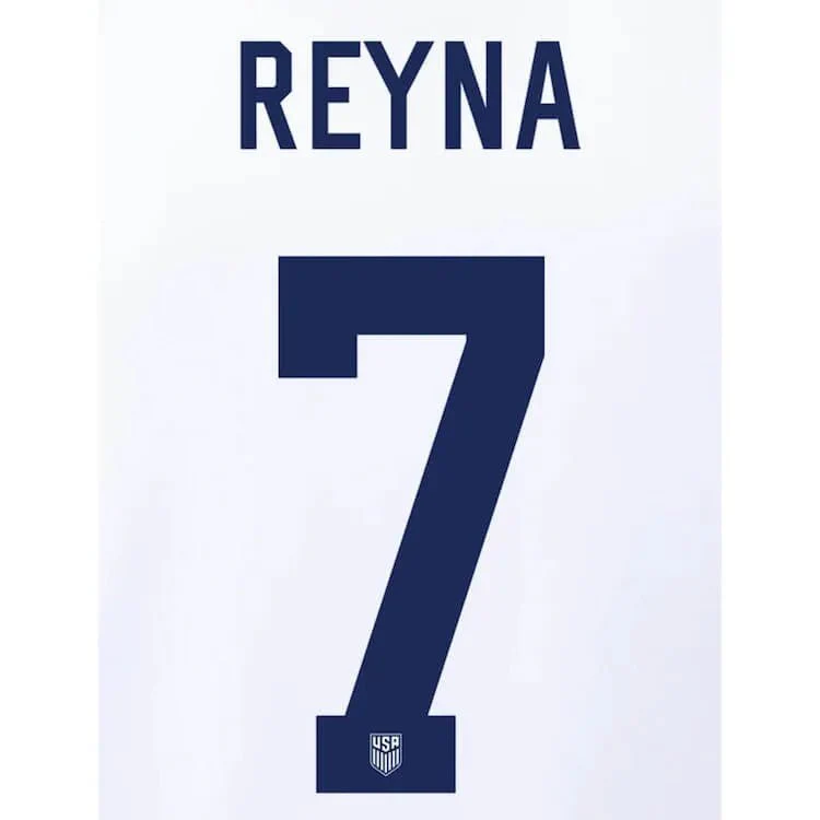 USMNT 2022-23 Home Reyna Youth #7 Jersey Name Set