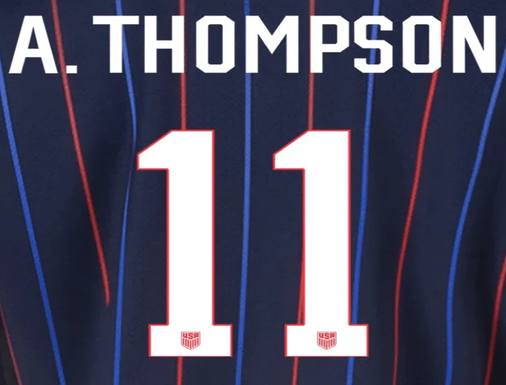 USWNT 2025 Away A. THOMSON #11 Jersey Name Set 8"