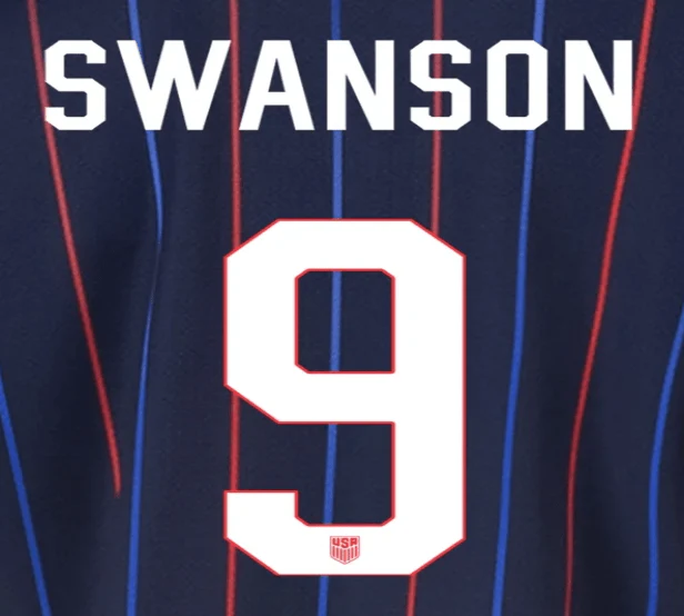 USWNT 2025 Away SWANSON #9 Jersey Name Set 8"
