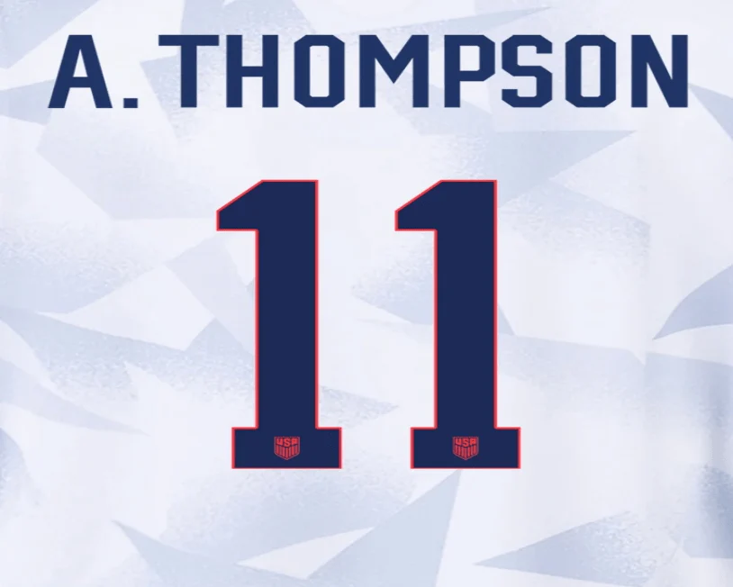USWNT 2025 Home  A. THOMSON #11 Jersey Name Set 8"
